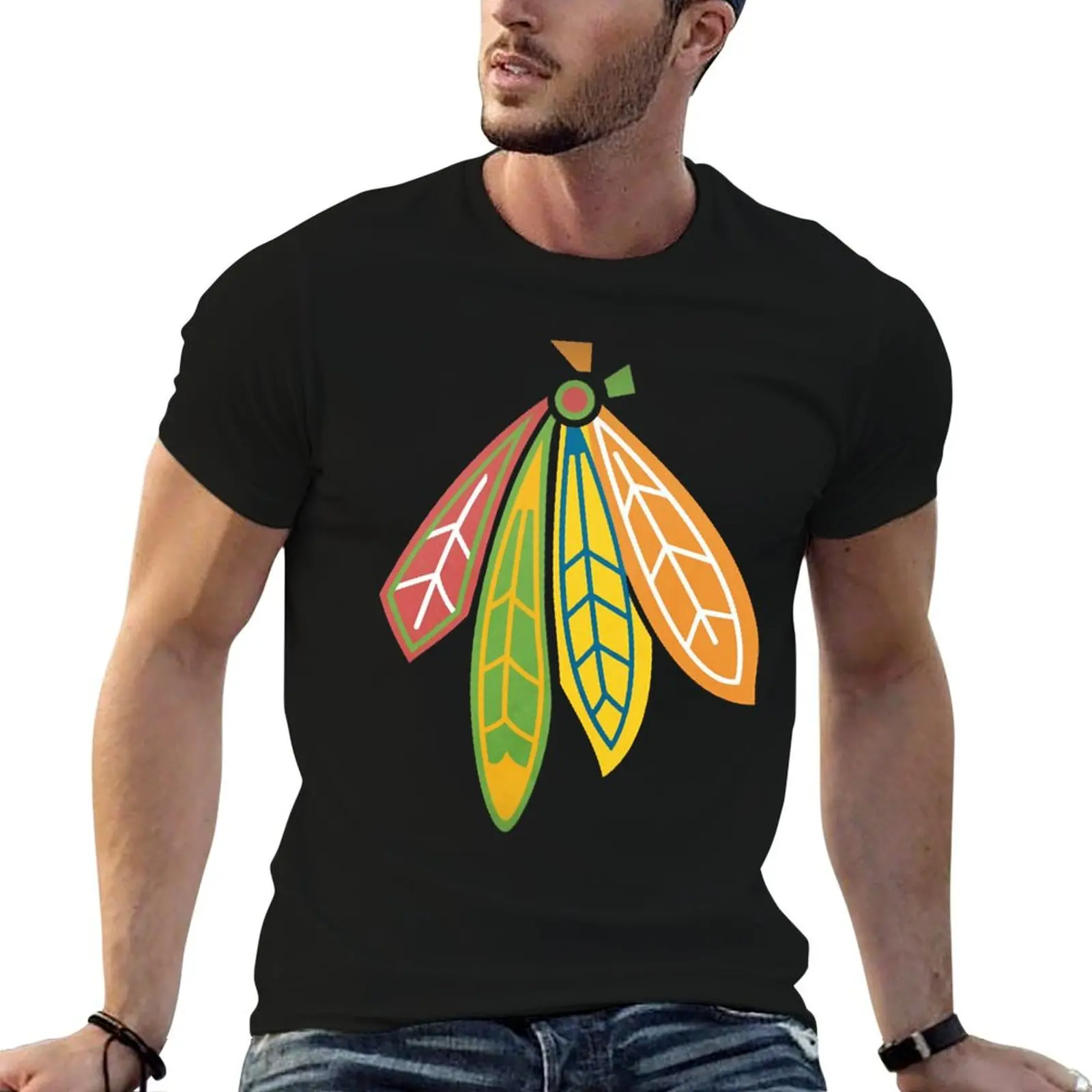

Blackhawks Feathers T-Shirt cotton t shirt pack t shirts cotton 100% t shirts for man graphic funny T-Shirt