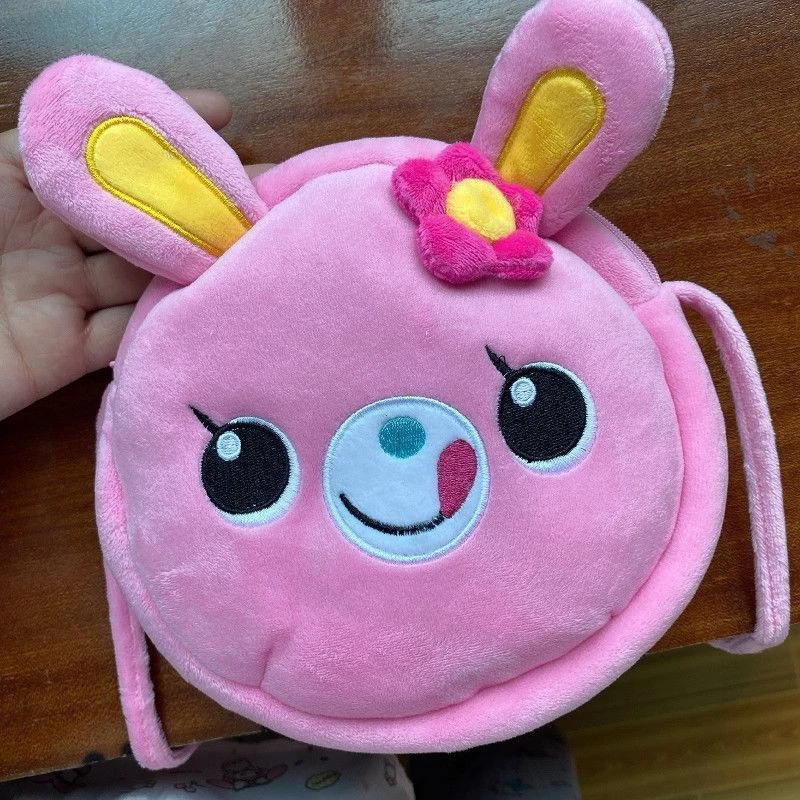 Cute Pink Rabbit Plush Crossbody Bag Small Fluffy Cartoon Animal Purse Kawaii Shoulder Bag Travel Shopping Casual Daypack Gift