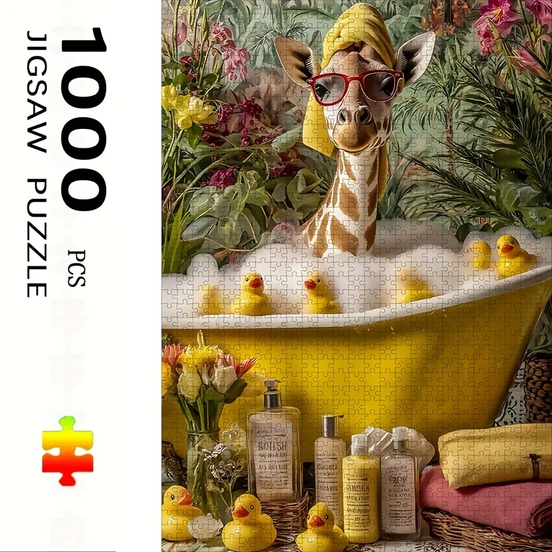 500/1000 Teile Puzzle, Bade-Giraffe, Puzzle, Lernspielzeug für Kinder, Kinderspiele, Weihnachtsgeschenk