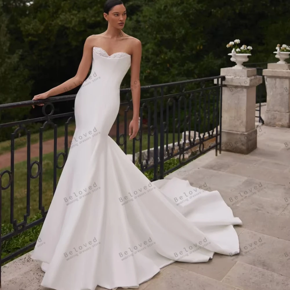 

Роскошные свадебные платья из атласа, сексуальные платья без бретелек и с открытой спиной для торжественных мероприятий, Vestidos De Novia, индивидуальный пошив, 2026