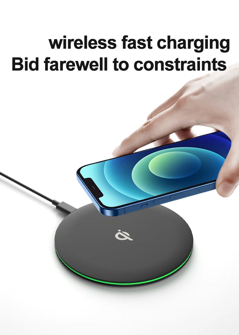 15W Qi Fast Wireless Ladestation Ständer LED für iPhone 16~12 Pro Max Samsung Xiaomi AirPods Pro Ultradünnes Schnellladepad – Detail 3