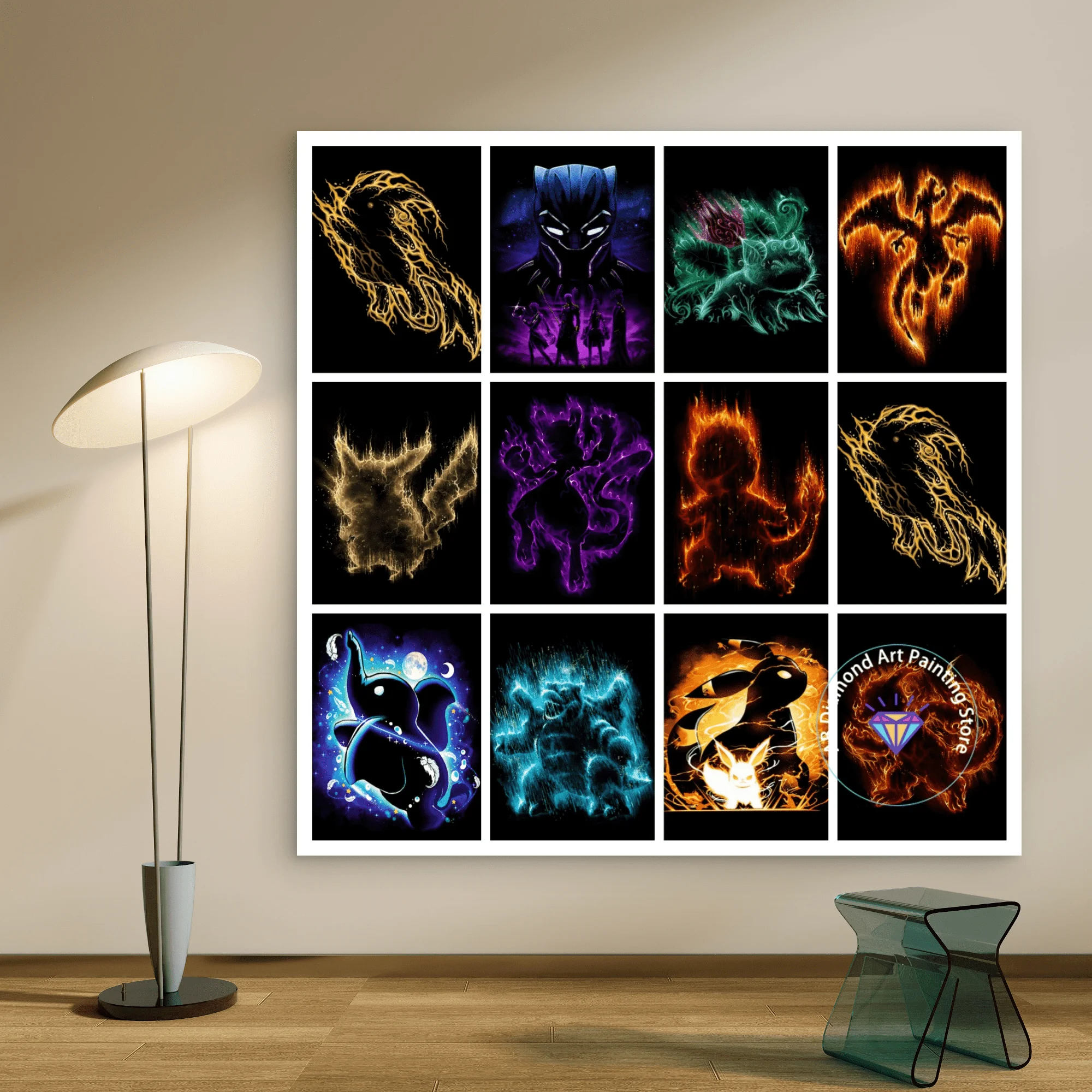 

Dumbo Black Panther AB Diamond Painting Kit 5D DIY Pokémon Diamond Embroidery Cross Embroidery Handmade Art Gift Home Decoration