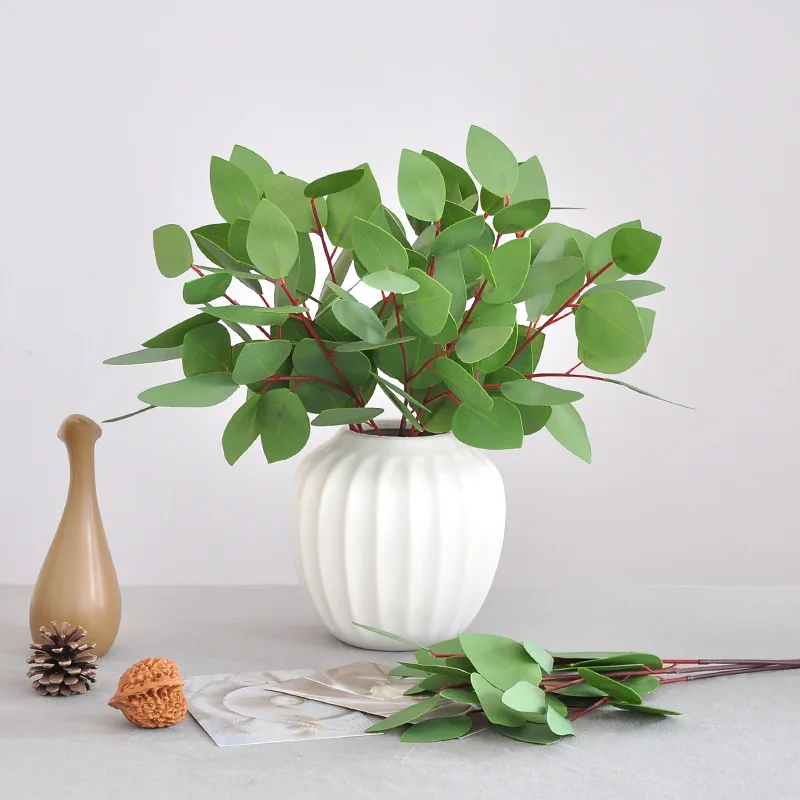 

10Pcs 3D Printed Eucalyptus Leaf Artificial Plants Real Touch Eucalyptus Wedding Decor Bridal Bouquet Material Party Home Decor