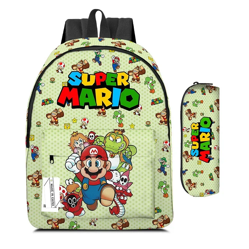 2 pz-set nuovo zaino Super Marios Bros borsa a tracolla Kawaii scuola elementare e media borsa scuola cartone animato astuccio