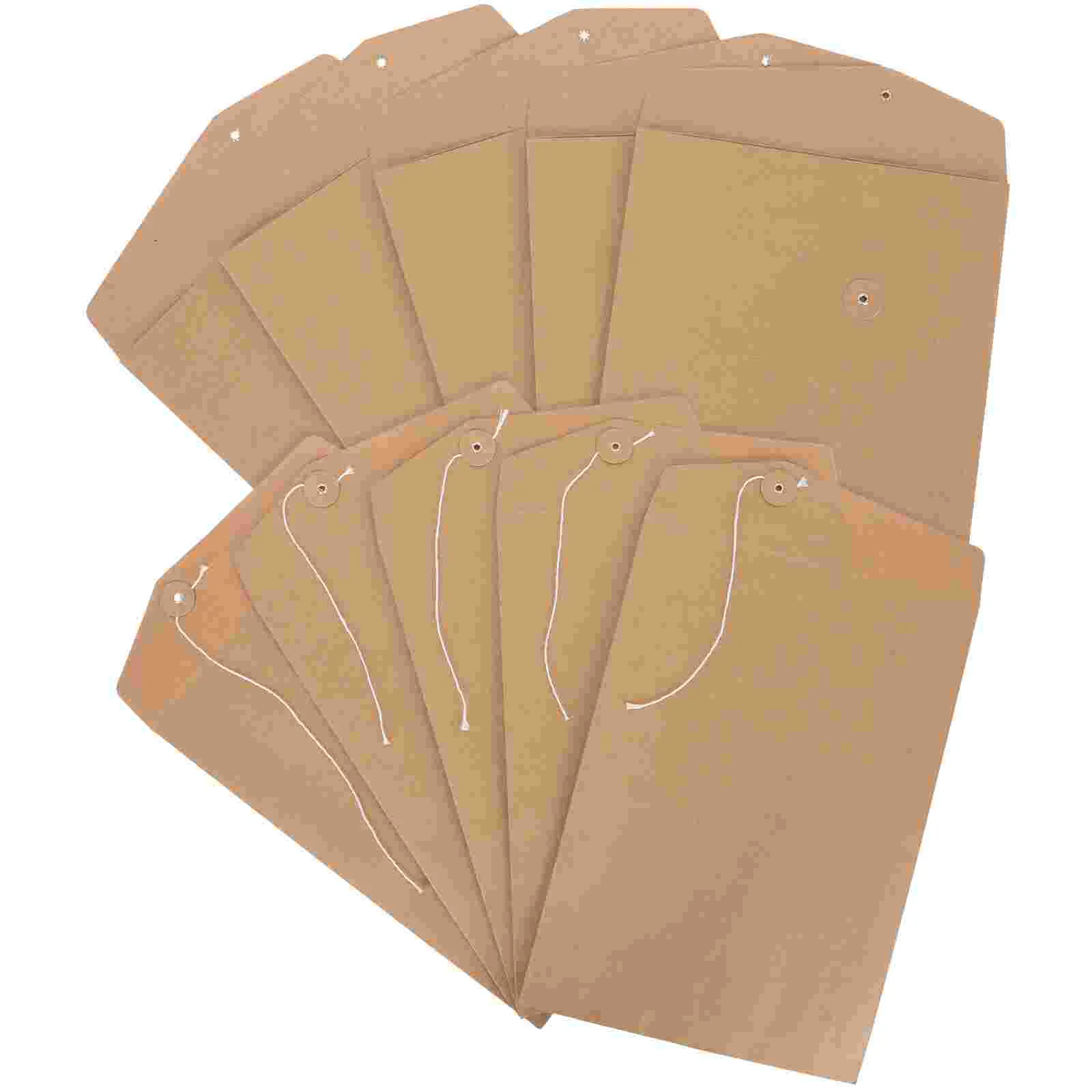 10 Pcs Kraft Paper Bag Organizer Bins over Closure Binder Tabs Document Holder A4 Envelope File Label Office