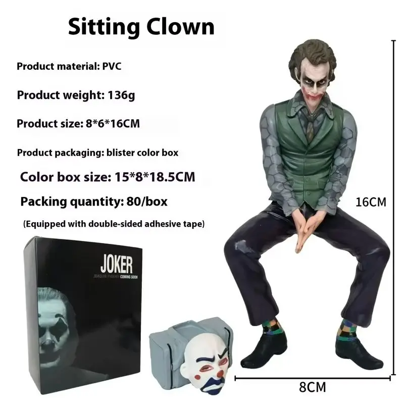 16cm Joker Heath Ledger Action Figure - Collectible Model Statue for Vehicle Roof Decoration Animation Derivative Tail Pendant
