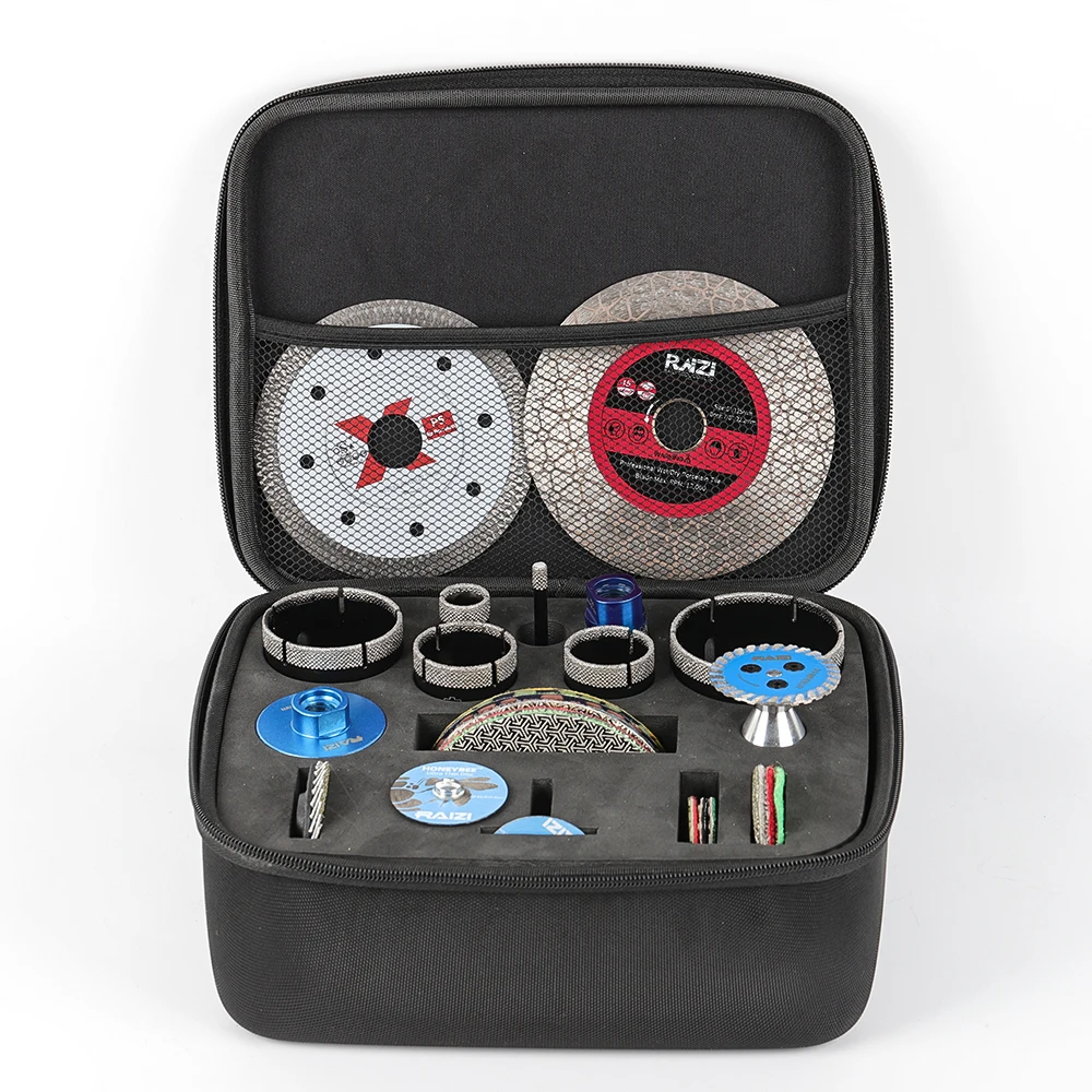 Raizi GrandeCut Ceramic Tile Tile Tool Kit with Diamond Cutting Blade Polishing Pad Diamond Bit Storage Box