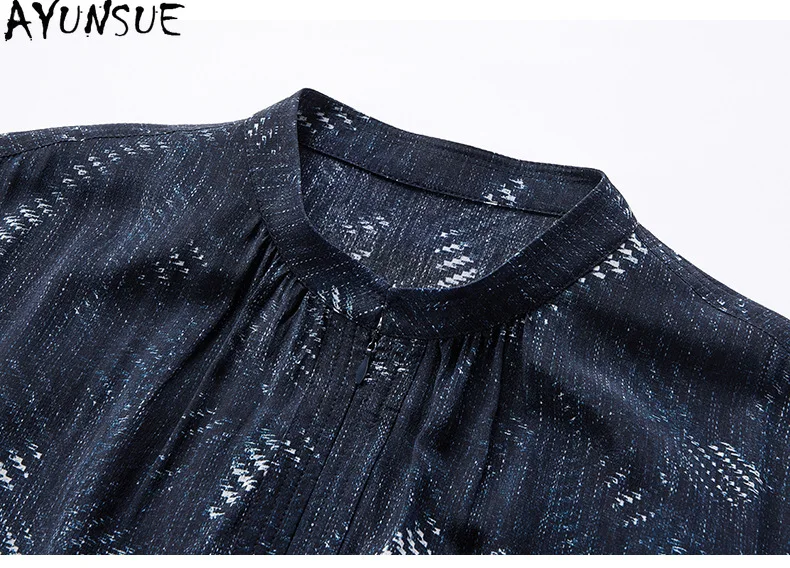 AYUNSUE 16MM 100% Mulberry Silk Party Dress Women Elegant Womens Dresses Fashion Summer Dress Lace-up Print 2026 Платье Женское