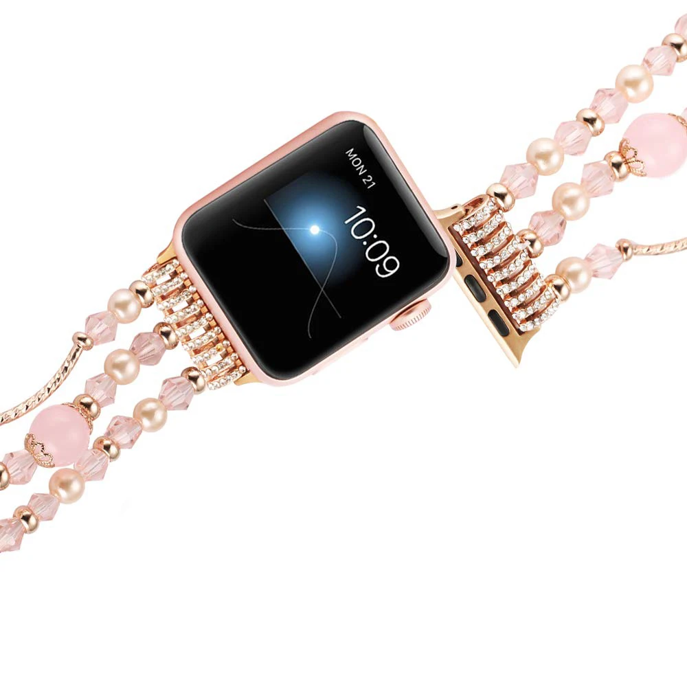 Ladies Jewelry Strap for Apple Watch Band 49mm 44mm 40mm 45mm 41mm 42mm 38mm Handmade Bracelet for iWatch Series 8 7 6 5 4 3 SE