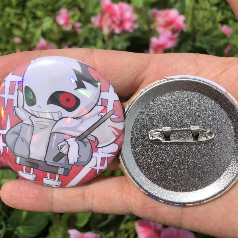 Game Anime UNDERTALE Chara Sans Ink Cosplay Badge Pin Tinplate Laser Brooch Accessories Prop