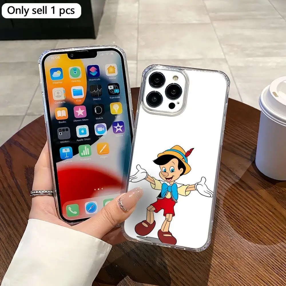 

Magnetic Clear Shockproof Pinocchio Phone Case for iPhone 17/16/15/14/13/12/11 - Protective Cover with Strong Adhesive