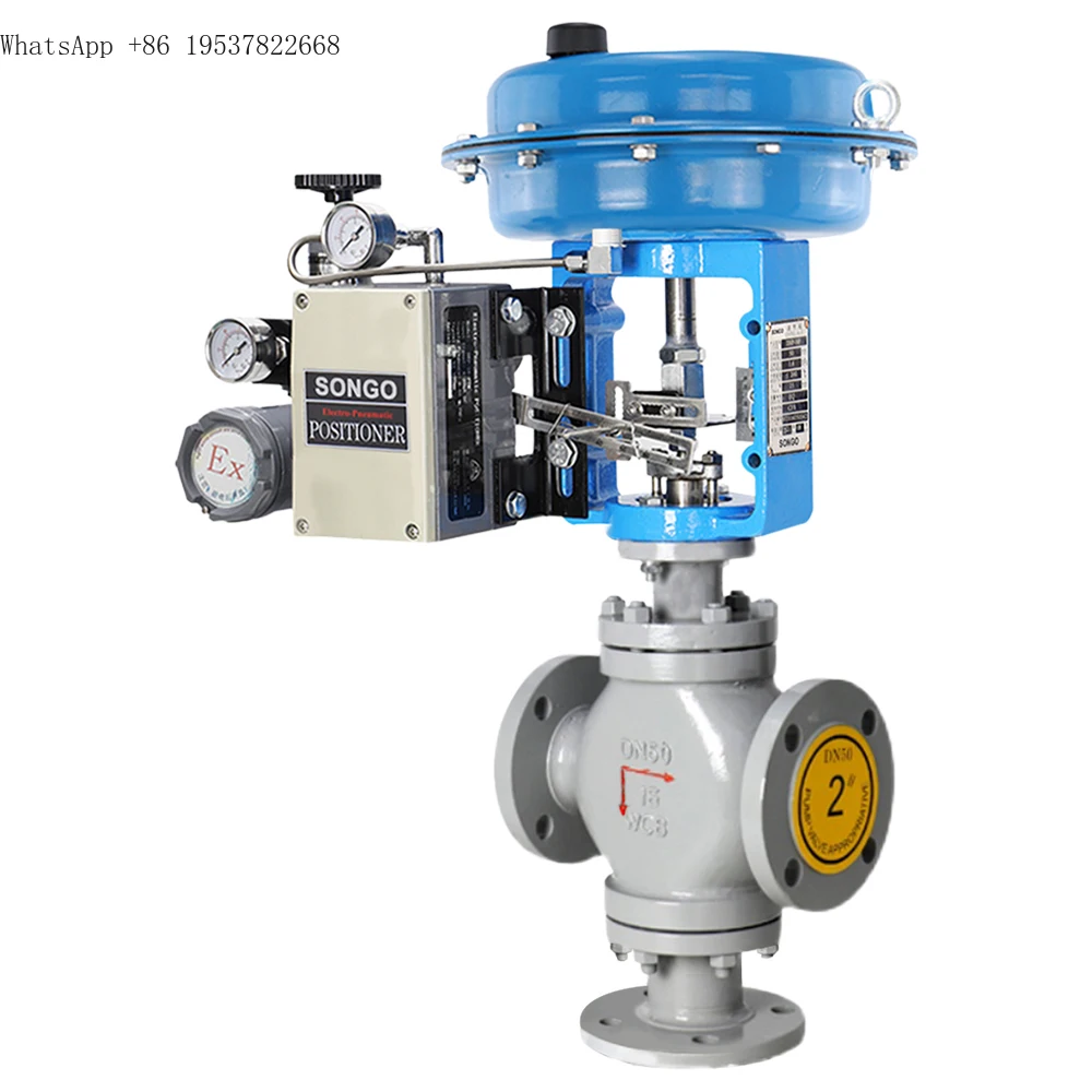 Diffusion type SS304 3 way pneumatic diaphragm steam control valve regulating valve flange end regulating pneumatic globe valve
