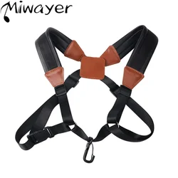 Miwayer Saxophone Strap for Alto Tenor Soprano Saxophone Universal Double Shoulder Leather Strap Adult Children Shoulder Strap