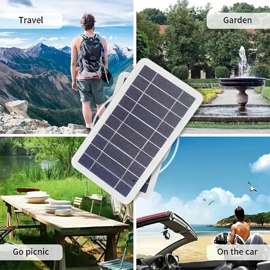 Portable Solar Panel Charger USB Safe Stable Charger, Compatible with Phones, Fans, Flashlights for Outdoor Travel Camping