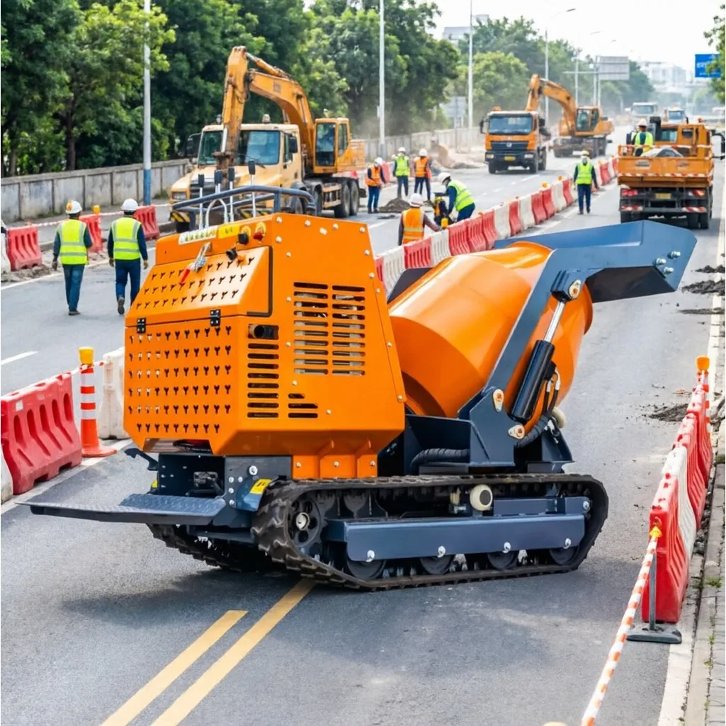 New Mini Tracked Mobile Concrete Mixing Equipment Diesel Hydraulic Self Loader All Terrain Small Civil Engineering Machinery