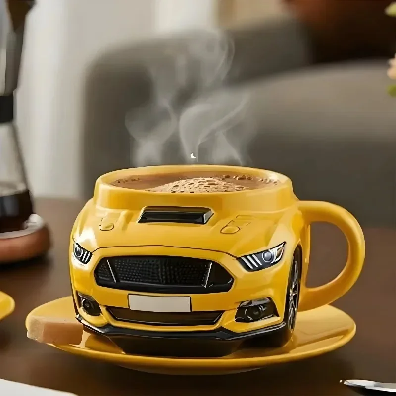 Kreative Auto-förmige Kaffeetasse aus Edelstahl, langlebig, handgefertigt, Automobil-Tasse, Neuheit, Büro, Wasserbecher, einzigartige Autogeschenke