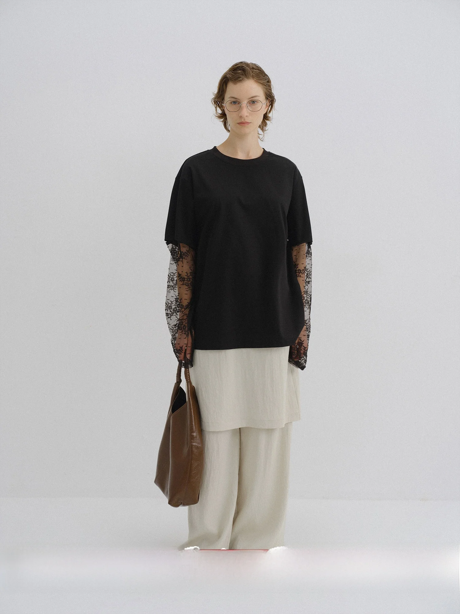 

Роскошный женский премиум-топ из хлопка Sonsers с двусторонним шелковым кружевом, дизайном Sve, круглым вырезом и съемными вставками