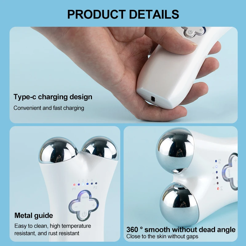 EMS Facial Massager Roller Microcurrent Face Lifting Machine V-Face Roller Massager Skin Rejuvenation Anti-Wrinkle Beauty Device