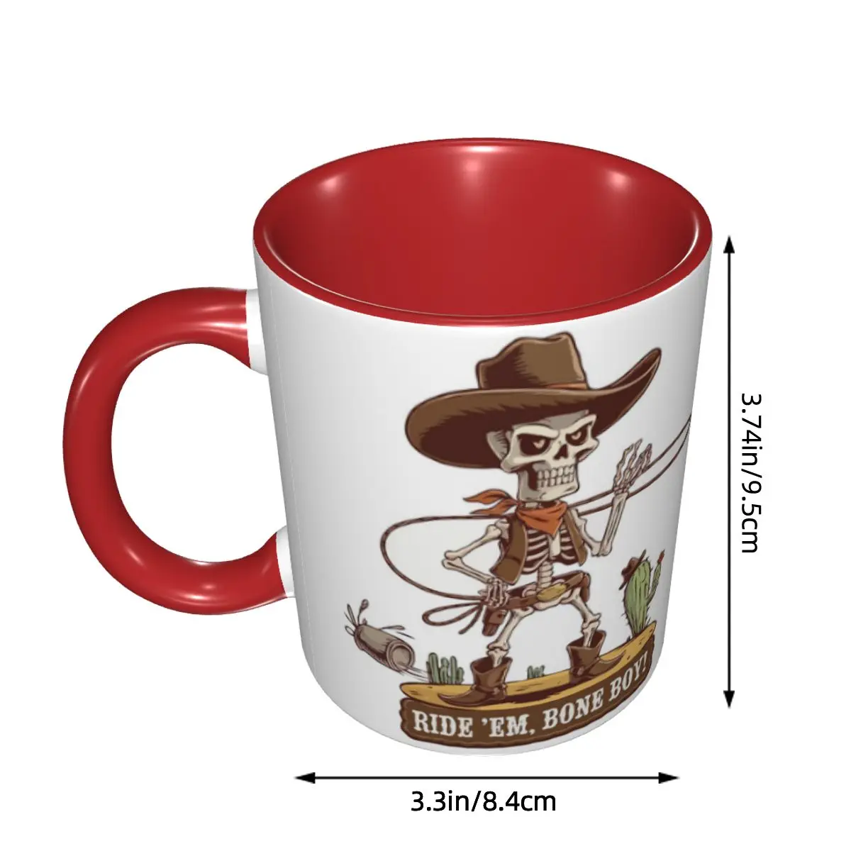 Western Cowboy Skeleton Halloween Cowpoke Mug Ceramic Coffee Cups Tea Mugs Milk Cup Drinkware Gifts for Woman Man DIY Custom