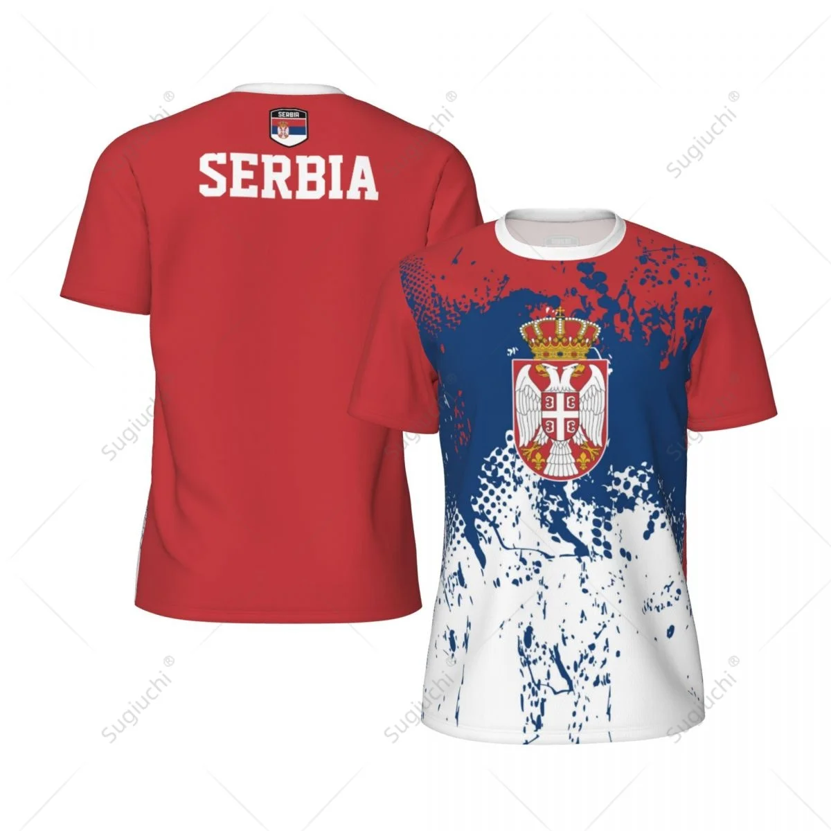 Exclusive design Serbia Flag Grain 3D Printed Men For Running Bike Soccer Tennis Fitness Sports tshirt Mesh Fans Short T-shirt