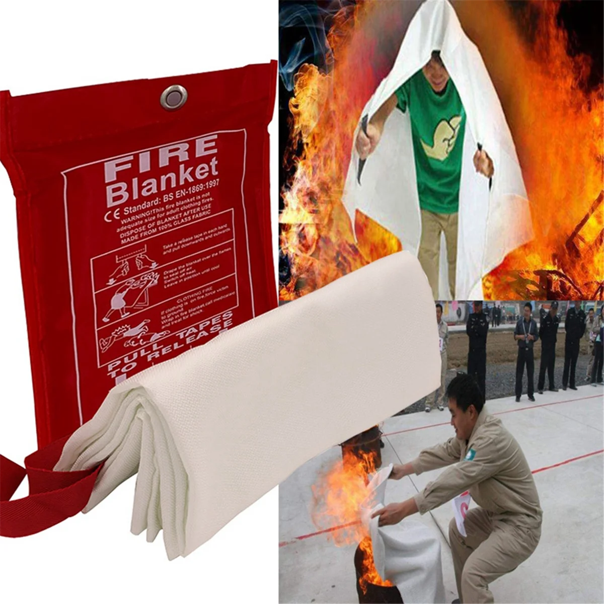 Fire Blanket Fiberglass Fire Emergency Blanket Flame Retardant Blanket Emergency Survival Safety Cover