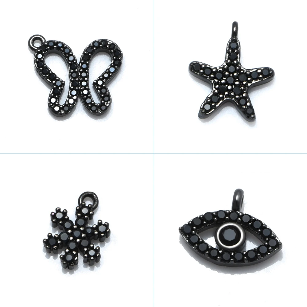 1PCS Multi Styles Gun Black Plated With Black Zircon Charms Pendants Accessories For Bracelet Earrings Jewelry Making