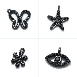 1PCS Multi Styles Gun Black Plated With Black Zircon Charms Pendants Accessories For Bracelet Earrings Jewelry Making