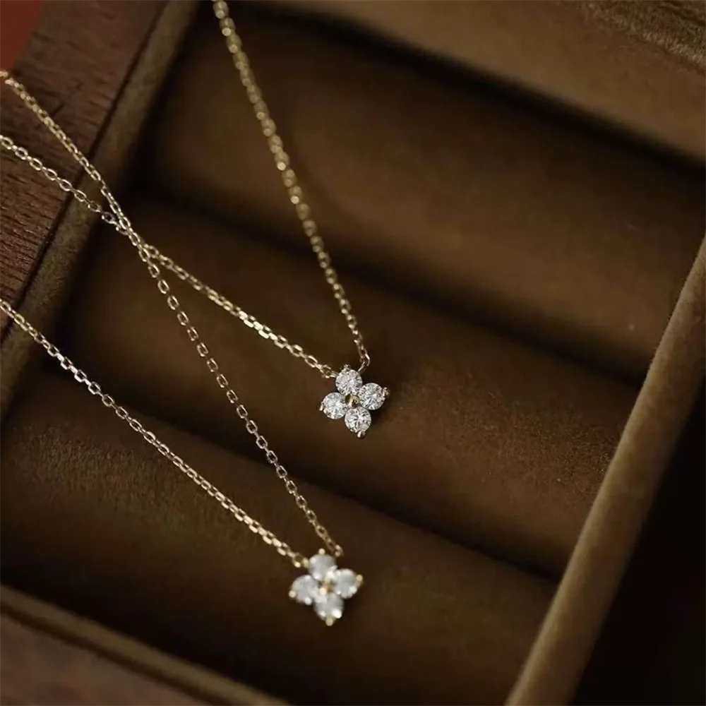 

Корейское колье S925 — CZ Clover, минималистичный женский воротник Lucky