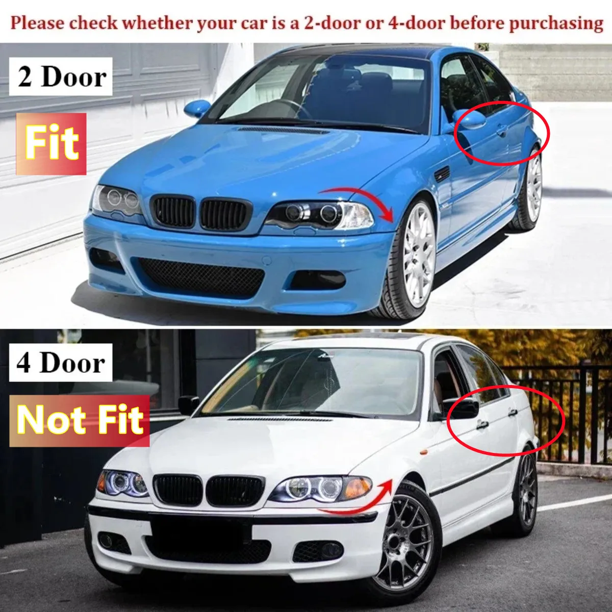 Pair Car Front Headlight Lens Cover For BMW E46 2 Door 1999-2003 M3 2 Door 2001-2006 Transparent Lampshade Headlamp Cover