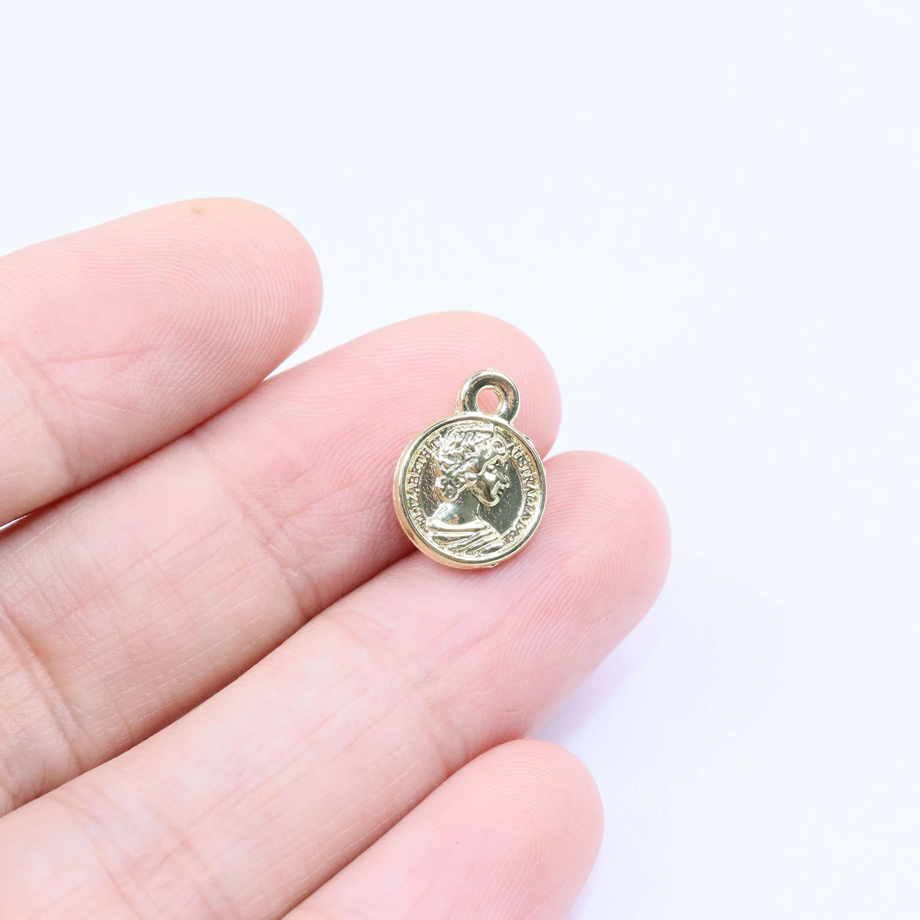 Eruifa 20Pcs/Bag 10mm Dangling Head Coin Zinc Alloy Charms Pendant Jewelry DIY Handmade 2 Colors