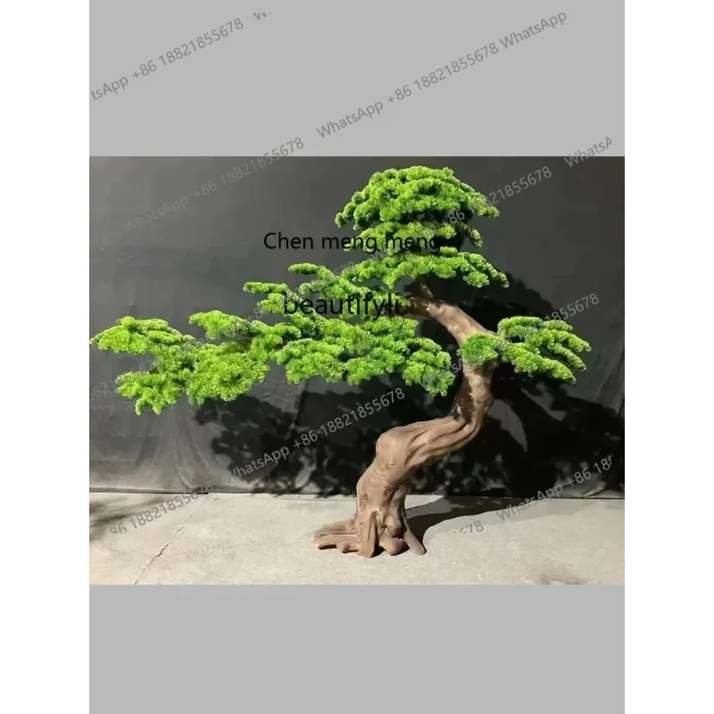 J132 Artificial Greeting Pine Pine Tree Podocarpus Macrophyllus Large Fake Trees Green Plant Landscape Hotel Hallway Landscape