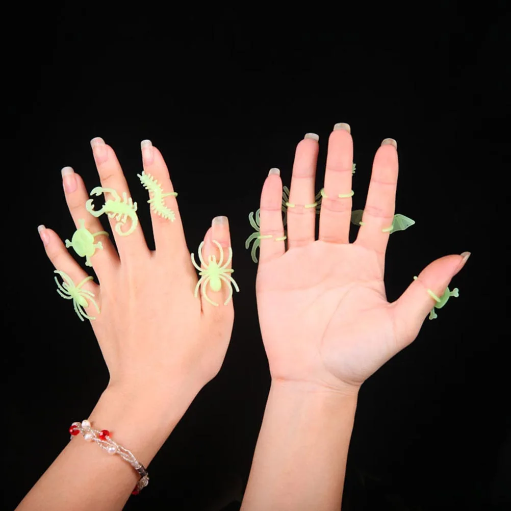 

24 Pcs Fluorescent Ring Halloween Finger Rings Glow The Dark Make Toys