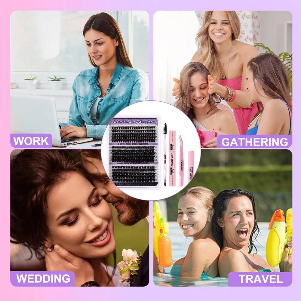 ملحقات رمش فردية سميكة رقيق 50D/60D مزيج طول DIY رموش عنقودية لسهولة تطبيق وإزالة ماكياج #6