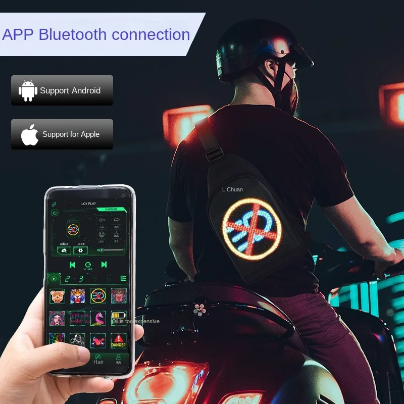 

LED Chest pouch motorfietsen Aanpasbare slimme tas LED-scherm schoudertas met programmeerbaar scherm Chest pouch Chest bag