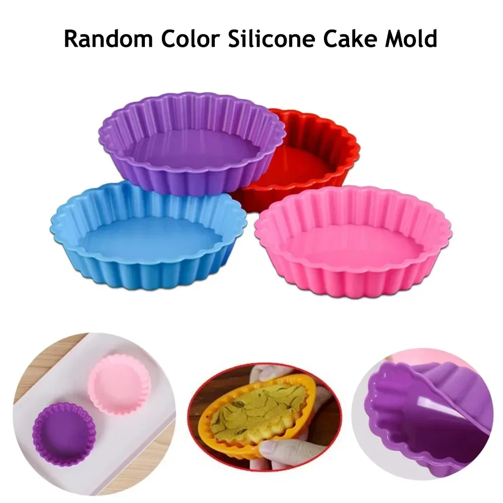 1/2/5Pcs Mini Silicone Tart Molds Quiche Pan Mold Non-stick Round Bakeware Baking Cups Fluted Flan With Loose Bases Cake Tools