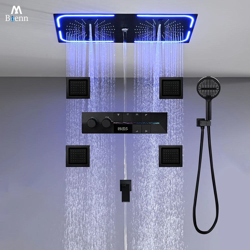 

Душевая система M Boenn для пар, 700*350 мм, с LED-подсветкой, тропический душ, смеситель для ванной комнаты, термостат, душевой смеситель-перегородка