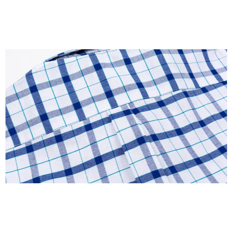 100% Cotton Men\'s Short Sleeve Oxford Shirt Summer Plaid Shirts Man Casual Comfortable Fashion Striped Shirts Plus Size 45 46 48