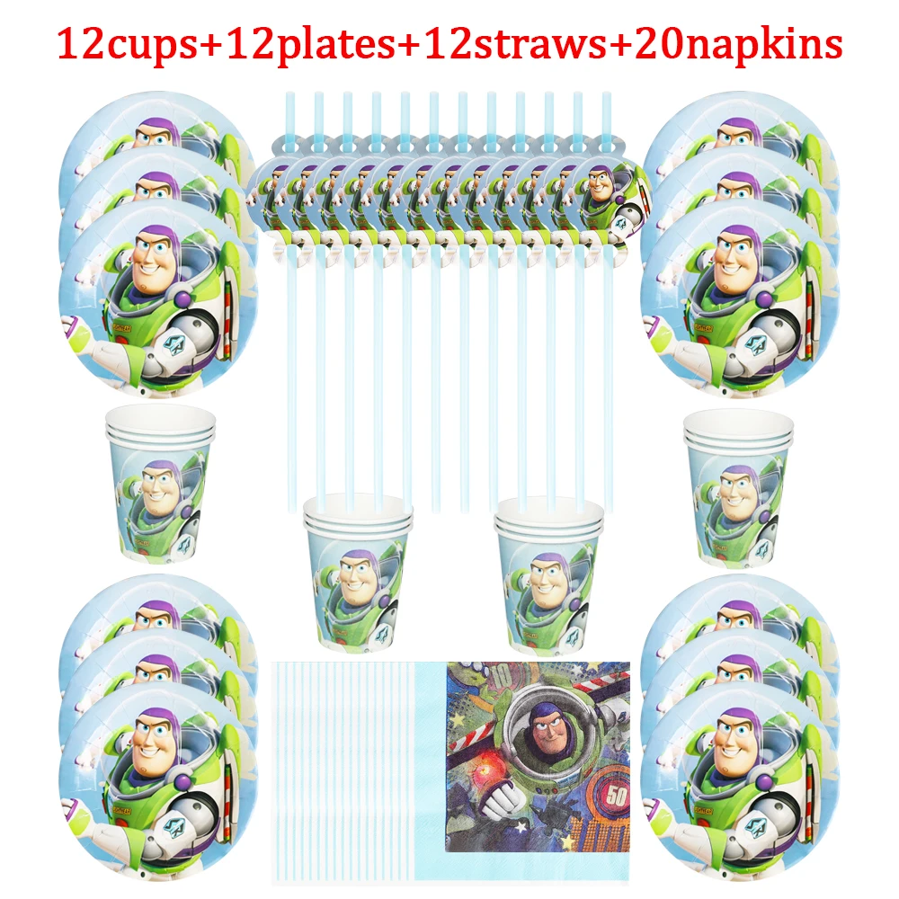 

Disney Toy Story Baptism Boys Birthday Party Decorations Buzz Lightyear Paper Cups Plate Napkin Disposable Tableware Baby Shower