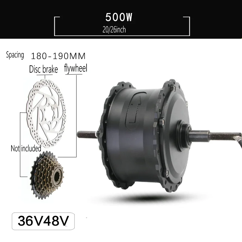 36/48V 350/500W rear-drive brushless motor bicycle to moped snowmobile modification accessories