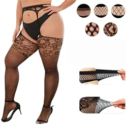 NEWFUNJOIN Large Plus Size Fishnets Big Mesh Stockings Garter Belt Pantyhose Thigh High Sexy Hot Hollow Tights Women Panty Socks