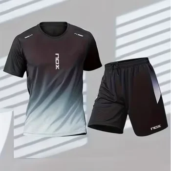 Nox 파델 운동복 남성용 티셔츠 및 반바지 운동복, 통기성 및 느슨한 테니스 운동복, 러닝 훈련복, 여름