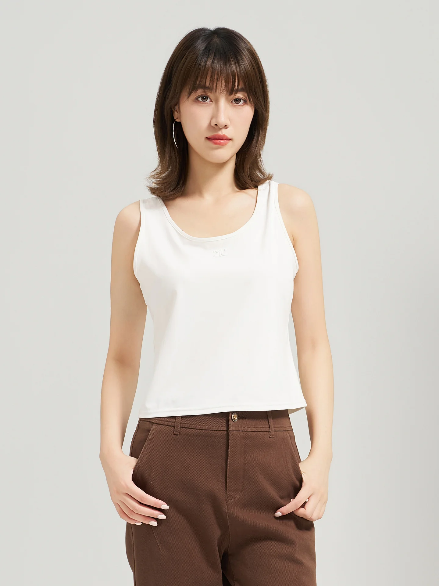 

Faionable round Ne Svel Embroidered Letter Vest Women's Slim Fit Casual Wear Polyester Fiber Commute Sle Autumn N...