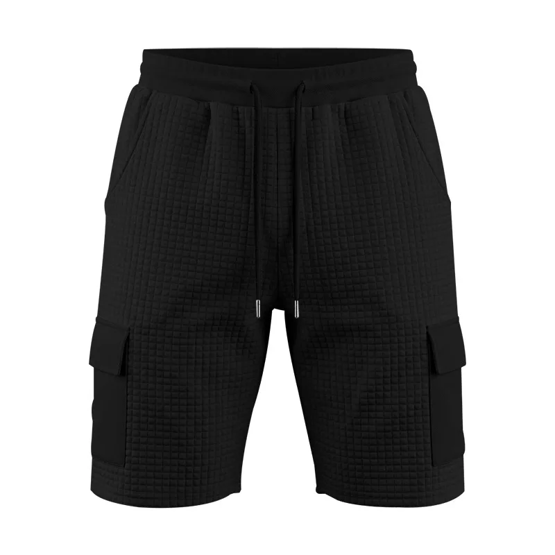 2026 Summer Men's Outdoor Sports Small Plaid Loose Multi-pocket Five-point Casual Shorts