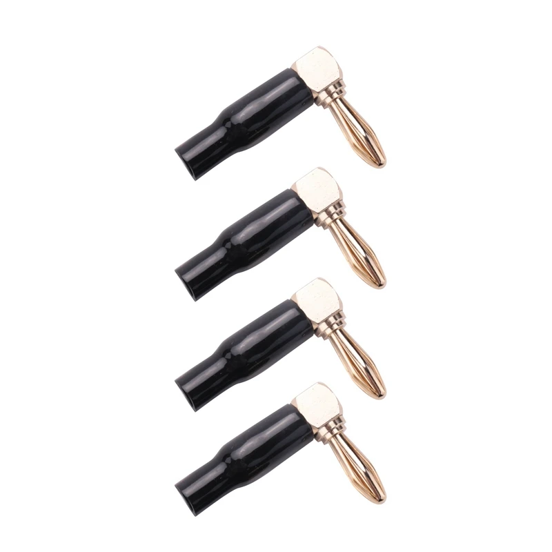 Neu-32Pcs 4Mm Bananen Stecker Lautsprecher Drähte Stecker Adapter 24K Gold Überzogene Schraube Typ Reinem Kupfer rechtwinklig Bananen Stecker