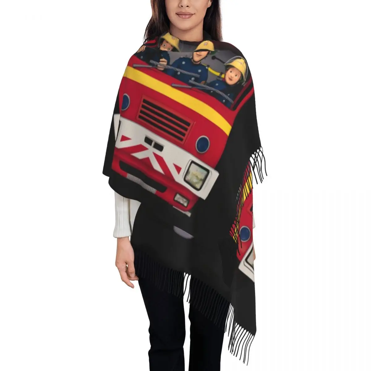 

Fireman Sam Scarf Wrap Women Long Winter Warm Tassel Shawl Unisex Scarves