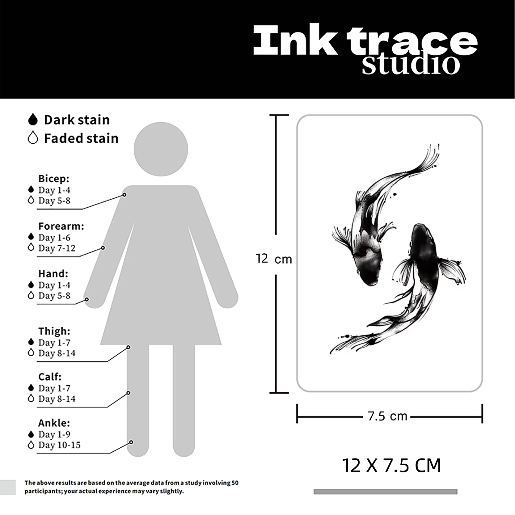 1/2PCS Goldfish Temporary Tattoo,Lasts To 15 Days New Technology Magic Waterproof Semi Permanent Sticker.