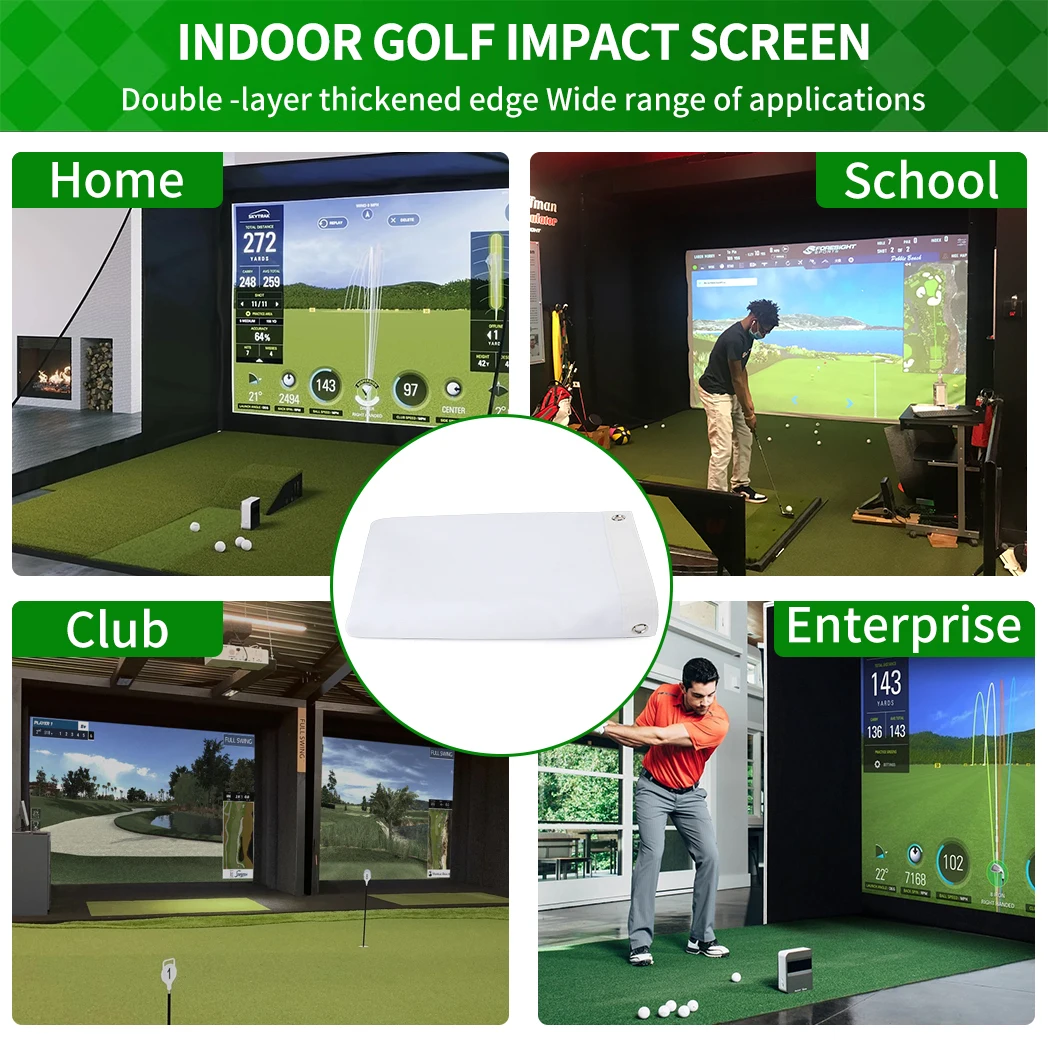 Caiton HD Golf Simulator Impact Screen – Double-Layer, Silent, Durable, 4 Sizes, Indoor & Outdoor, Training Projection Screen
