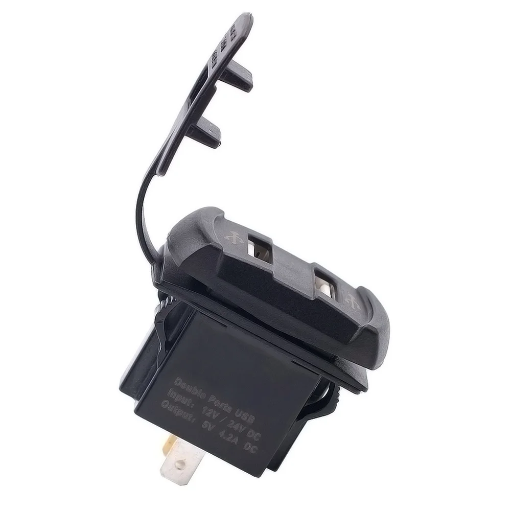 

Dual Usb Voltmeter Socket 12-24V Waterproof Power Outlet For Car Motorcycle Boat Atv Rv Suv Blue Fireproof Nylon