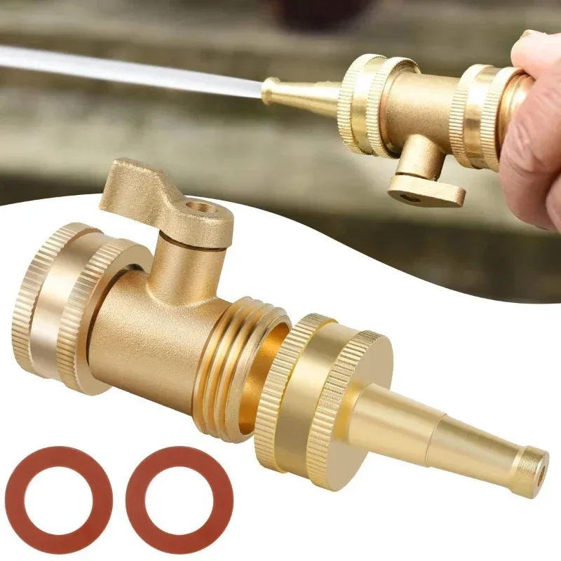 1Set Brass Water Spray Gun Nozzle High Pressure Hose Replacement with Shut Off Valve for Car Washing and Garden Use agriculture