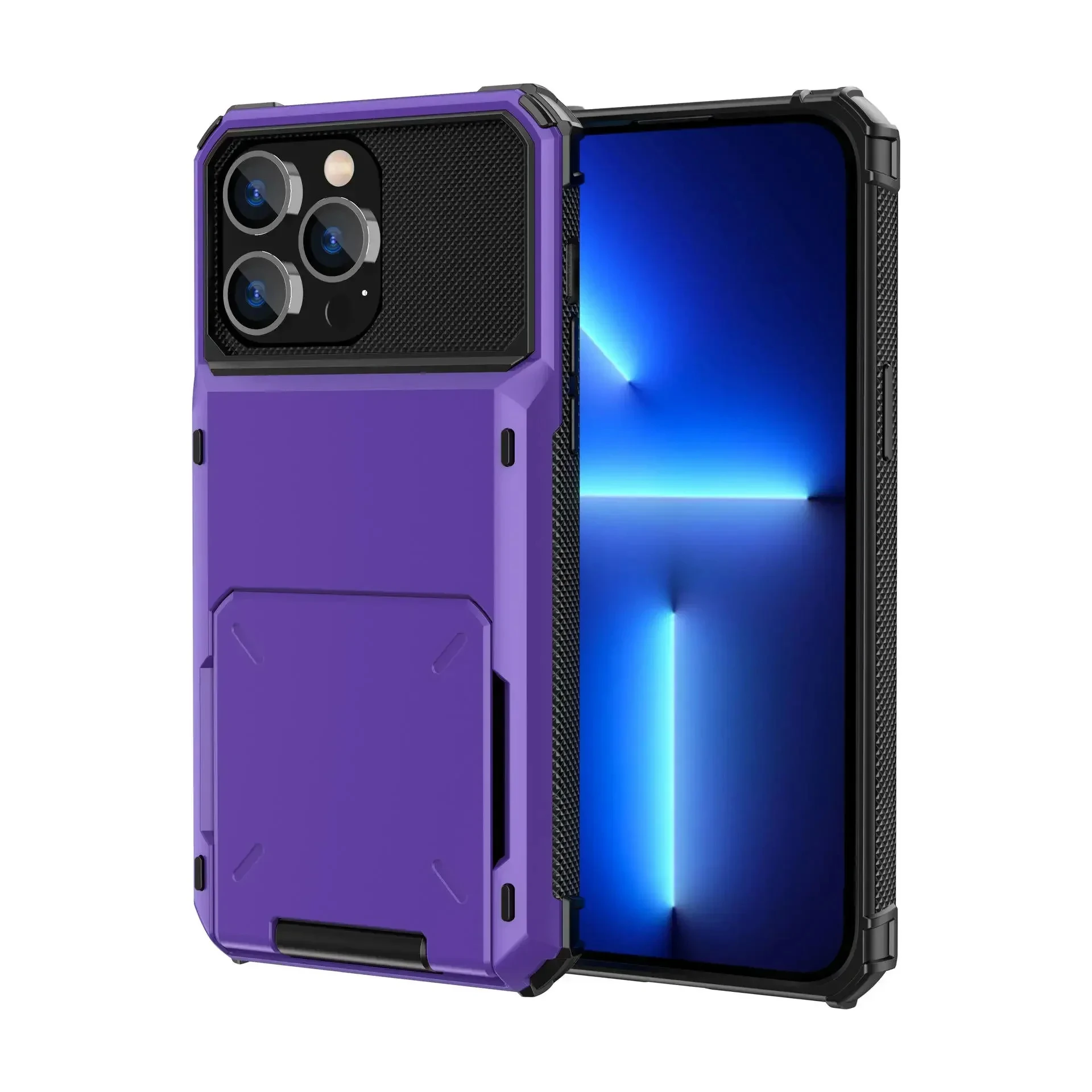 Kartenhalter-Hülle für iPhone 18 Pro Max 17e 17 Pro Max 16 15 14 13 Robuste Brieftasche Versteckter Klappschlitz Schützende Hartschale – Detail 12